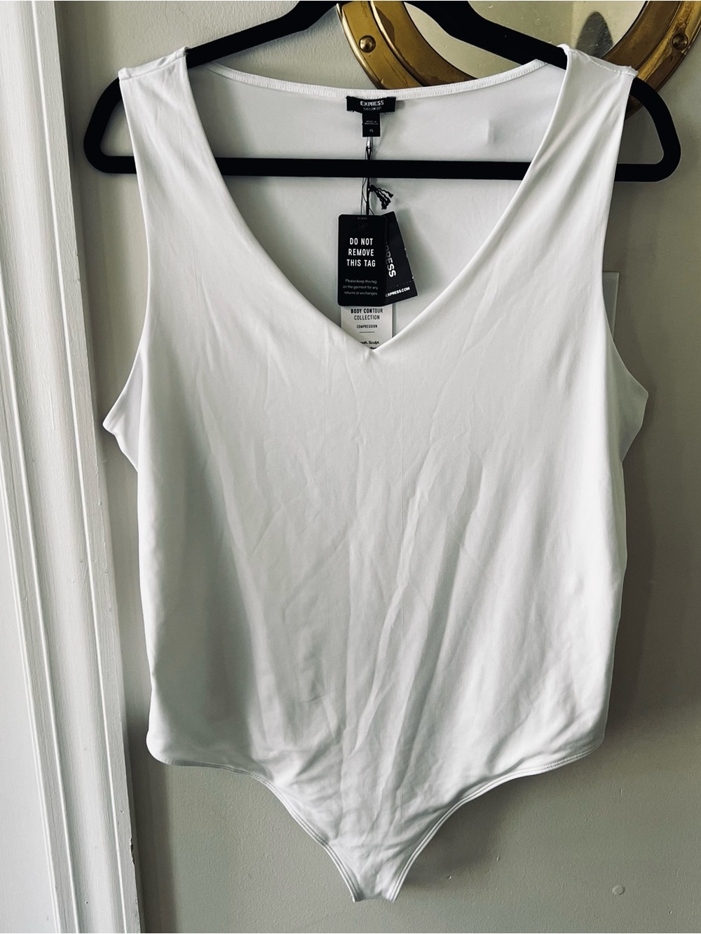 Express White V-Neck Sleeveless Bodysuit